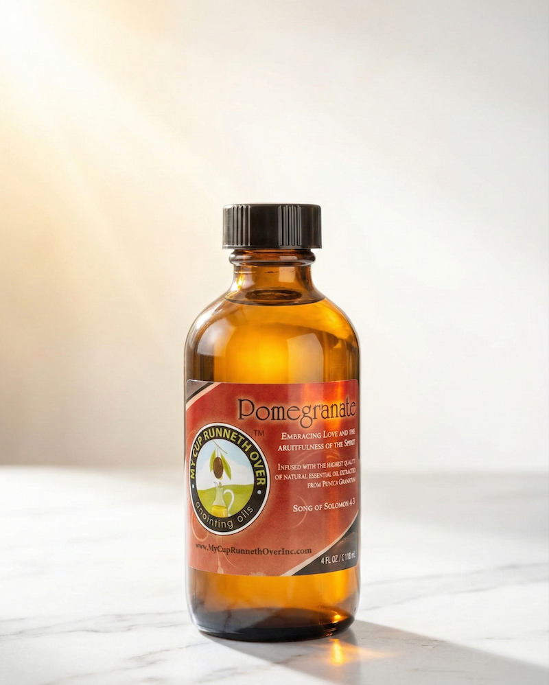 Pomegranate Anointing Oil bottle - symbol of blessings and spiritual abundance by My Cup Runneth Over