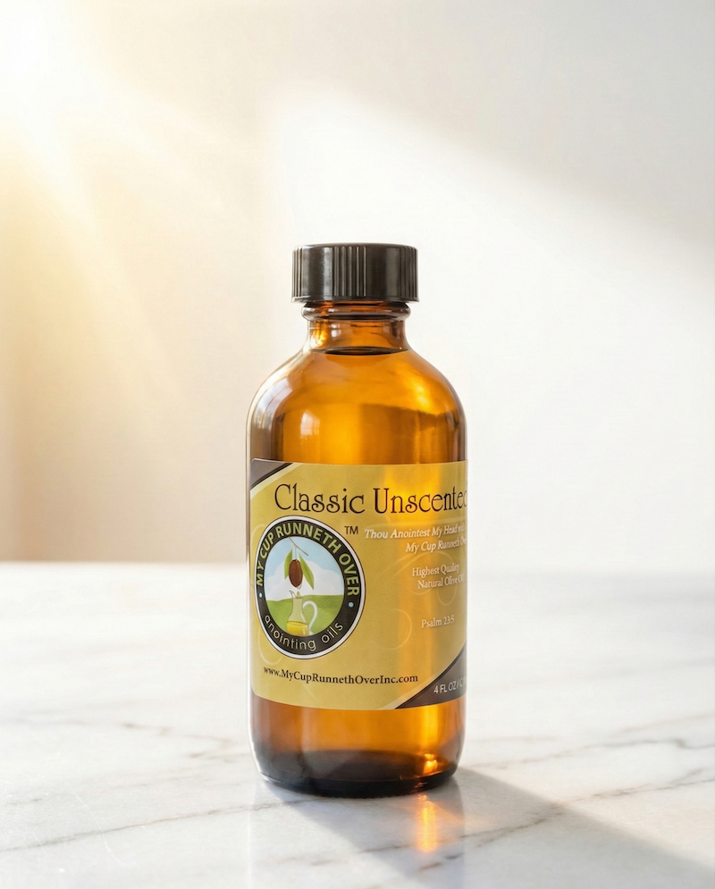 Classic Unscented Anointing Oil bottle - pure olive oil for prayer by My Cup Runneth Over